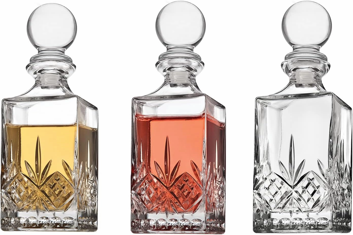 Godinger Mini Whiskey Decanter Barware Set - Dublin Crystal Collection for Liquor Whisky Vodka or Wine - 10oz, set of 3