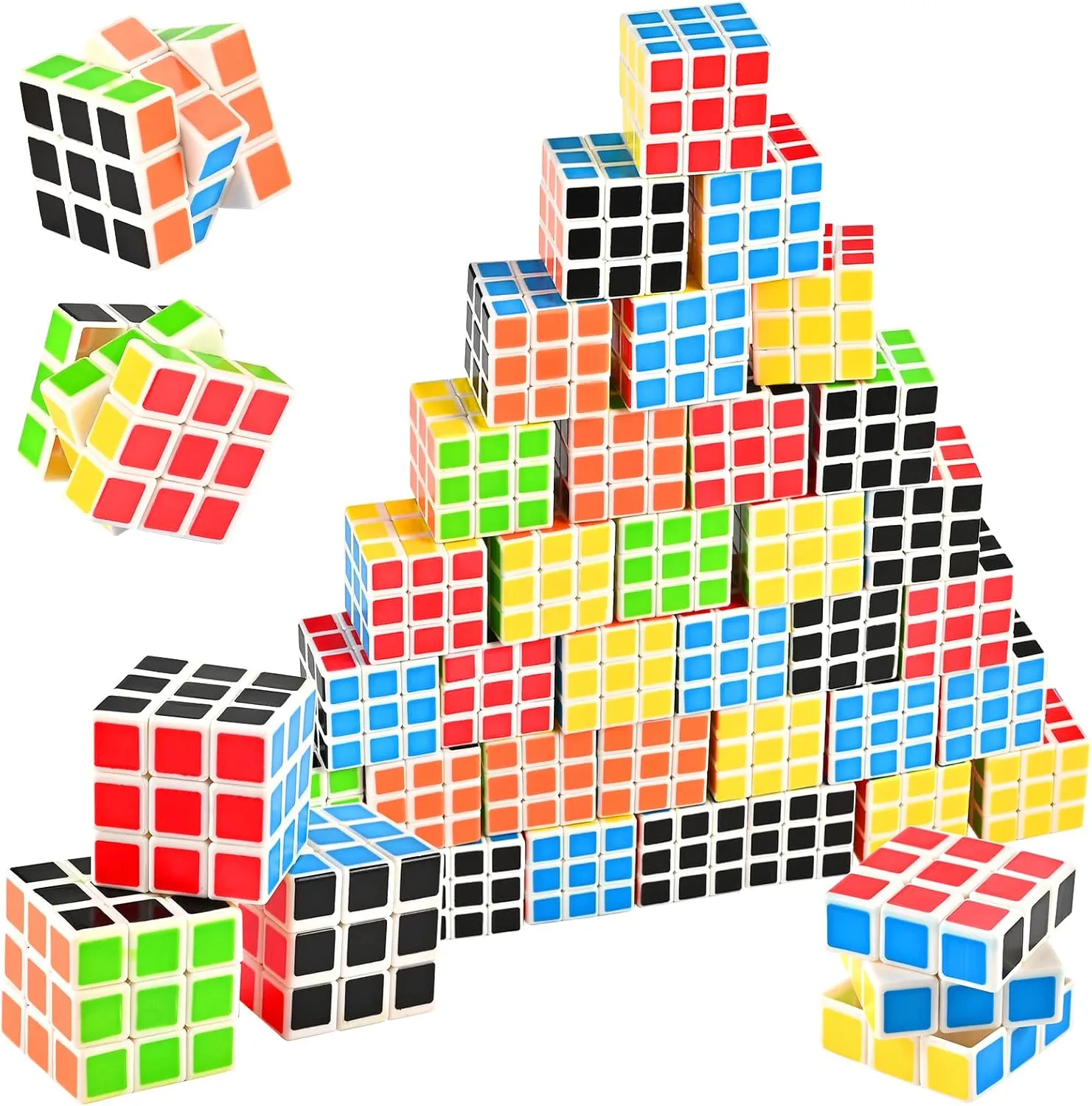 GOLDGE 40 Mini Cube Puzzles, 1.18in 3x3, Fun Party Favors for Kids - School Rewards & Classroom Prizes, Perfect for Birthdays, Easter, Christmas & Stocking Stuffers (40PCS-6 Colors (Black))
