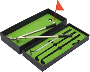 Golfer Pen Set, Mini Desktop Golfer Game, Funny Desktop Golfer Pen Toy Set with Flag 3 Golfer cl ub Pens and 2 Mini Golfer Balls, Golfer Balls Desk Game for for boss Coworker Dad Men