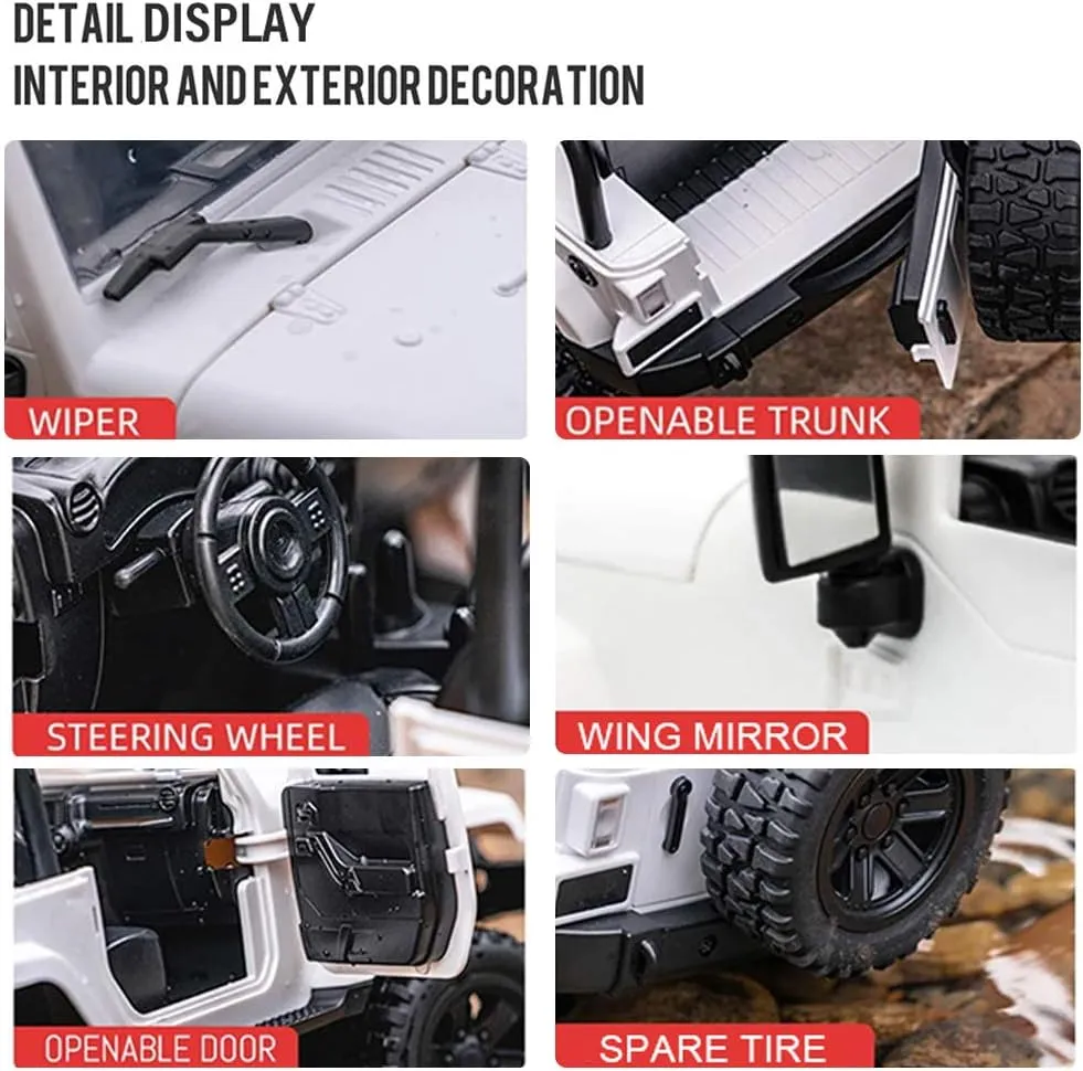 GoolRC f1 RC Crawler, 1:14 Scale 2.4GHZ Remote Control Car, 4WD 30KM/H High Speed Racing Car, All Terrains Off Road RC Monster Vehicle Truck Crawler with Led Light for Kids and Adults (White Hardtop)