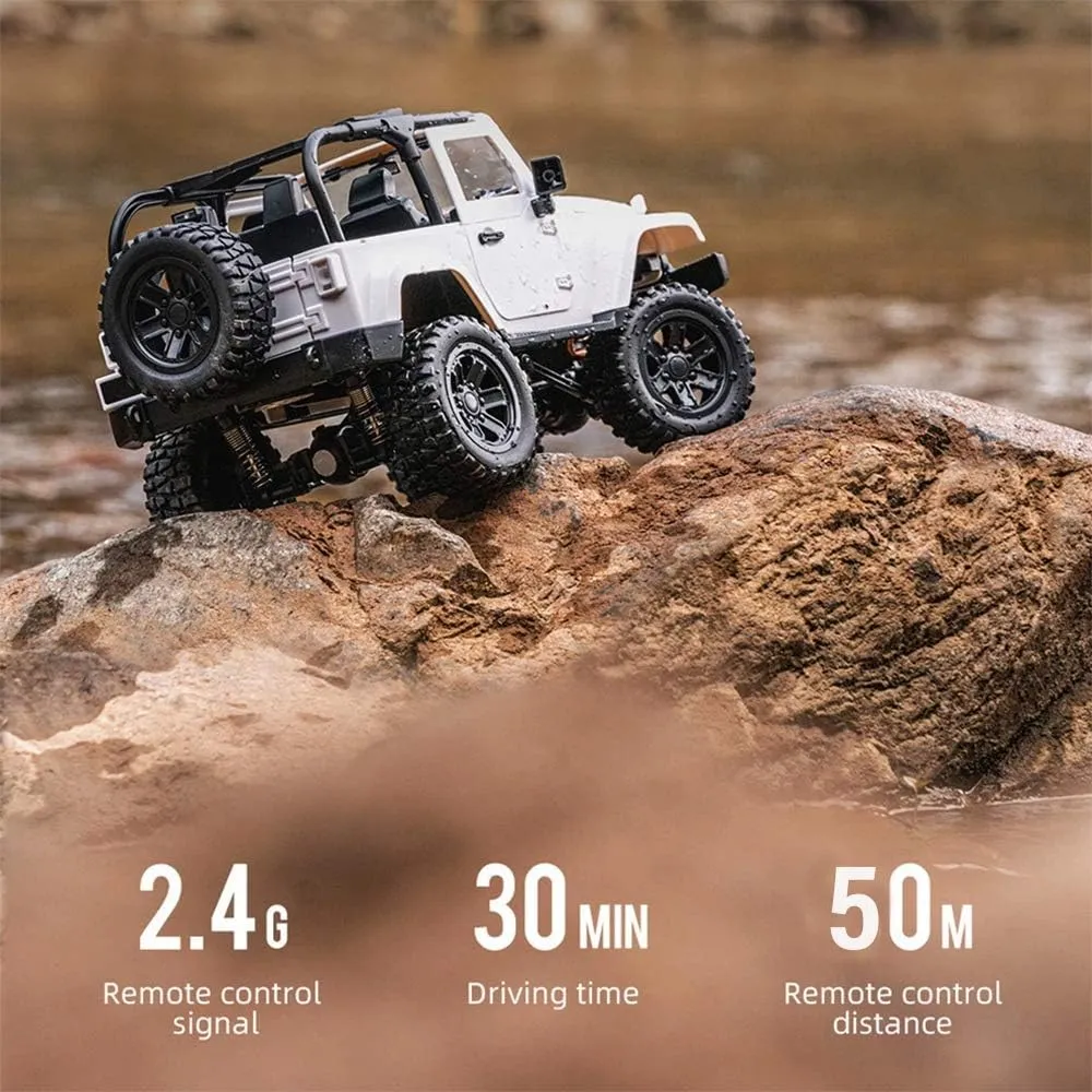 GoolRC f1 RC Crawler, 1:14 Scale 2.4GHZ Remote Control Car, 4WD 30KM/H High Speed Racing Car, All Terrains Off Road RC Monster Vehicle Truck Crawler with Led Light for Kids and Adults (White Hardtop)