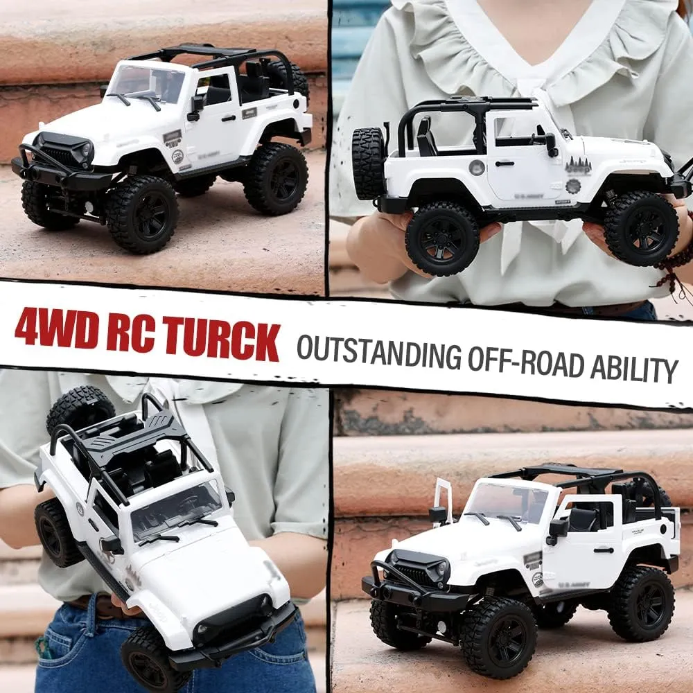 GoolRC f1 RC Crawler, 1:14 Scale 2.4GHZ Remote Control Car, 4WD 30KM/H High Speed Racing Car, All Terrains Off Road RC Monster Vehicle Truck Crawler with Led Light for Kids and Adults (White Hardtop)