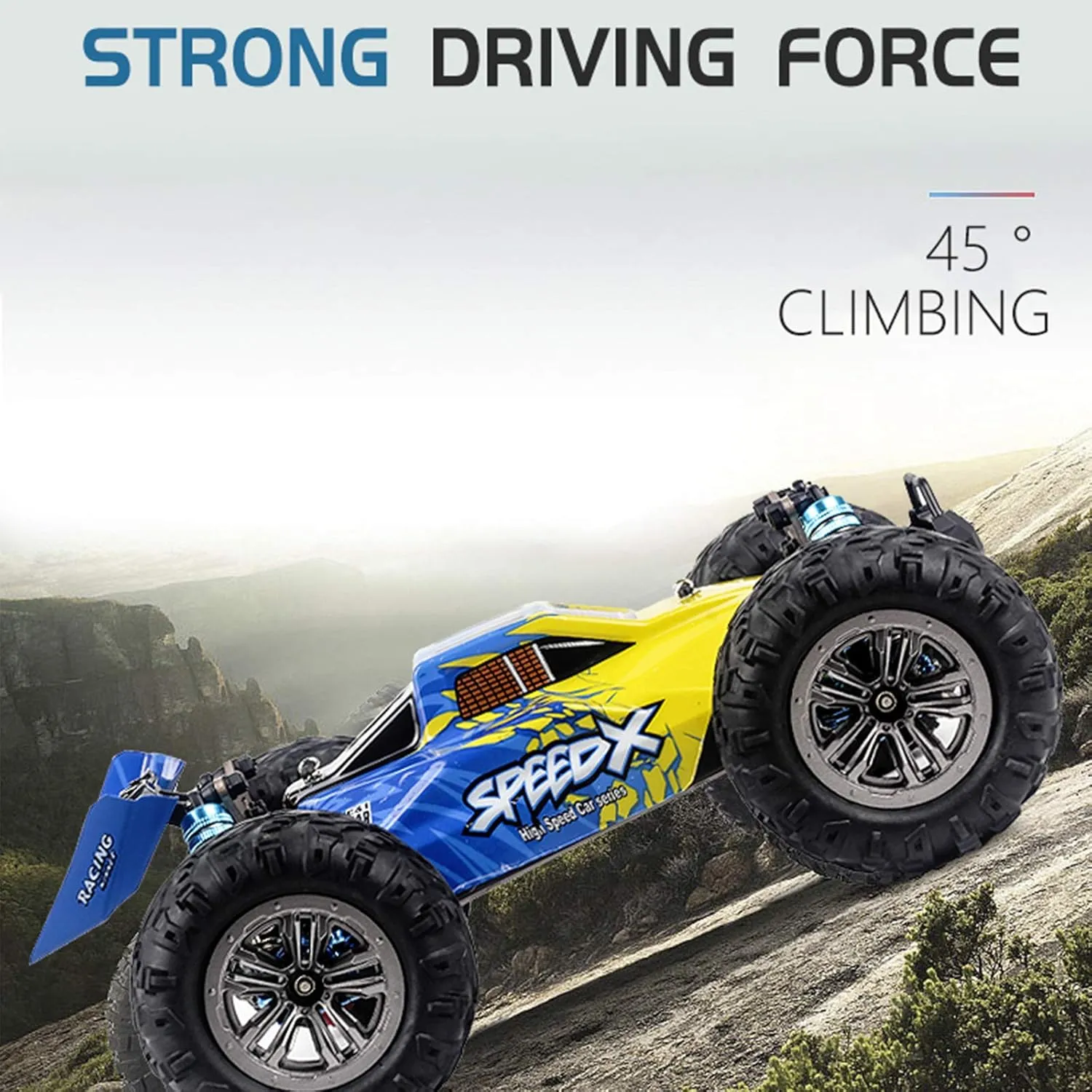 GoolRC F17 RC Car, 1/14 Scale 2.4GHz Remote Control Car, 4WD 70km/h High Speed Racing Car for Adults & Kids, All Terrain Off Road Truck RTR with Brushless Motor, Metal Chassis and 2 Batteries (Blue)
