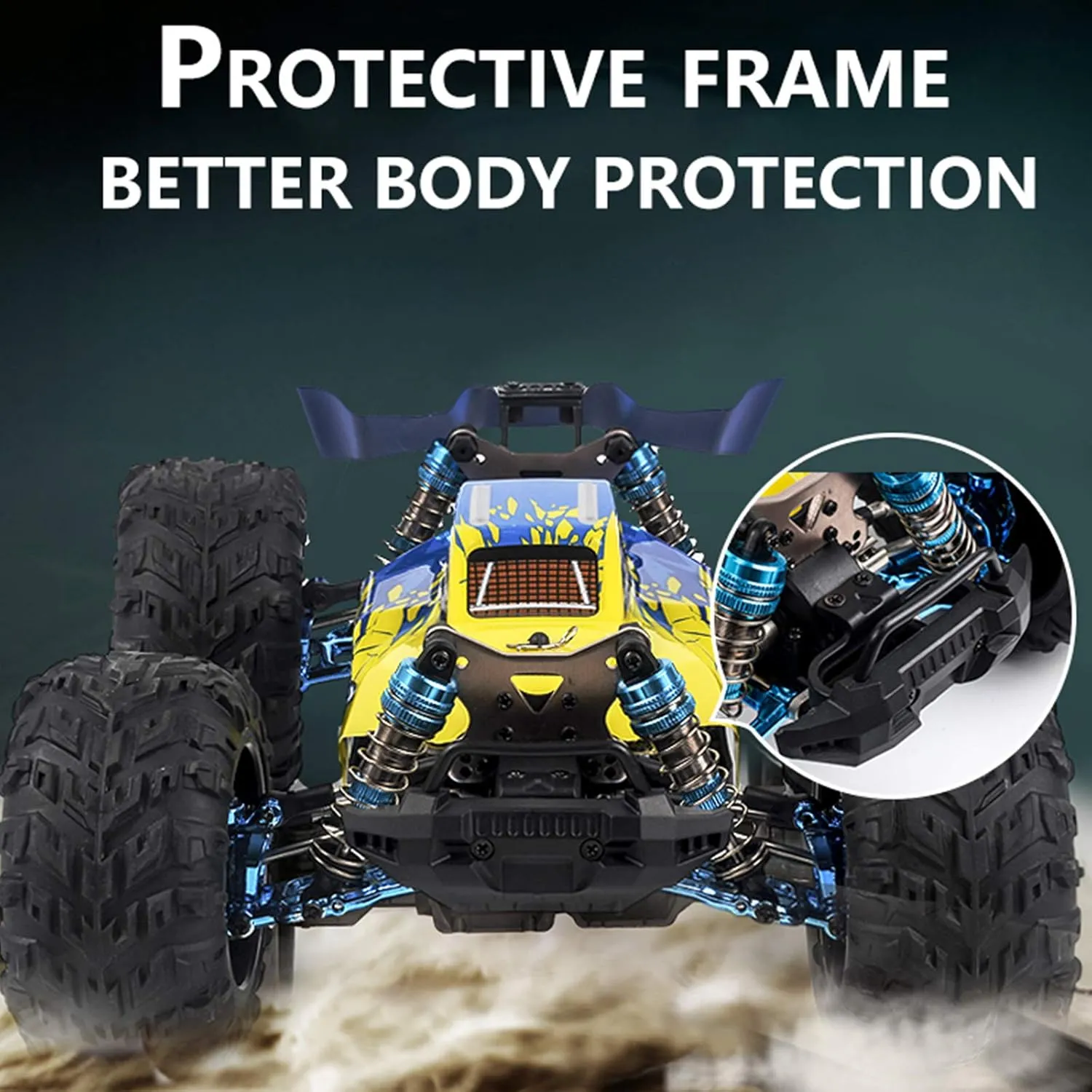 GoolRC F17 RC Car, 1/14 Scale 2.4GHz Remote Control Car, 4WD 70km/h High Speed Racing Car for Adults & Kids, All Terrain Off Road Truck RTR with Brushless Motor, Metal Chassis and 2 Batteries (Blue)