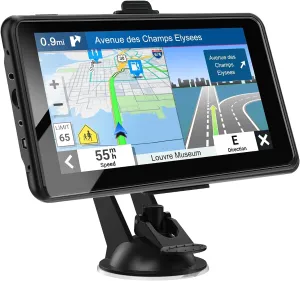 GPS Navigator for Truck,Latest 2025 North America/EU Dual Map,7 inch Touch Screen for Car 256-16GB, Voice Turn Direction Guidance, Speed and Red Light,Free Lifetime Map Update,Custom Truck Routing