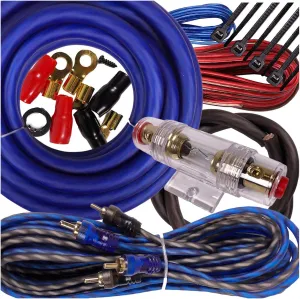 Gravity Complete 2600W 4 Gauge Amp Kit Amplifier Install Flexible Wiring Complete 4 Ga Installation Cables for Installer and DIY Hobbyist - Blue