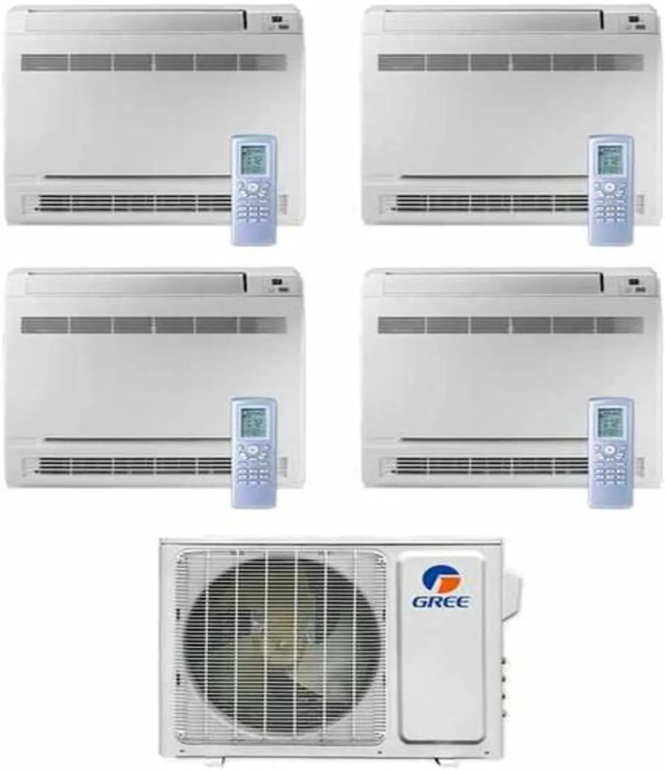GREE Multi Gen2 Series 30,000 BTU 4-Zone Mini Floor Console 9K 9K 12K 12K Ductless Mini-Split System