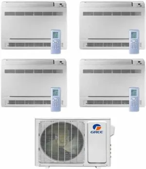GREE Multi Gen2 Series 30,000 BTU 4-Zone Mini Floor Console 9K 9K 12K 12K Ductless Mini-Split System