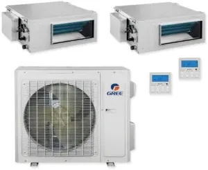GREE Multi Gen2 Series 42,000 BTU 2-Zone Concealed Duct 18K 18K Ductless Mini-Split System