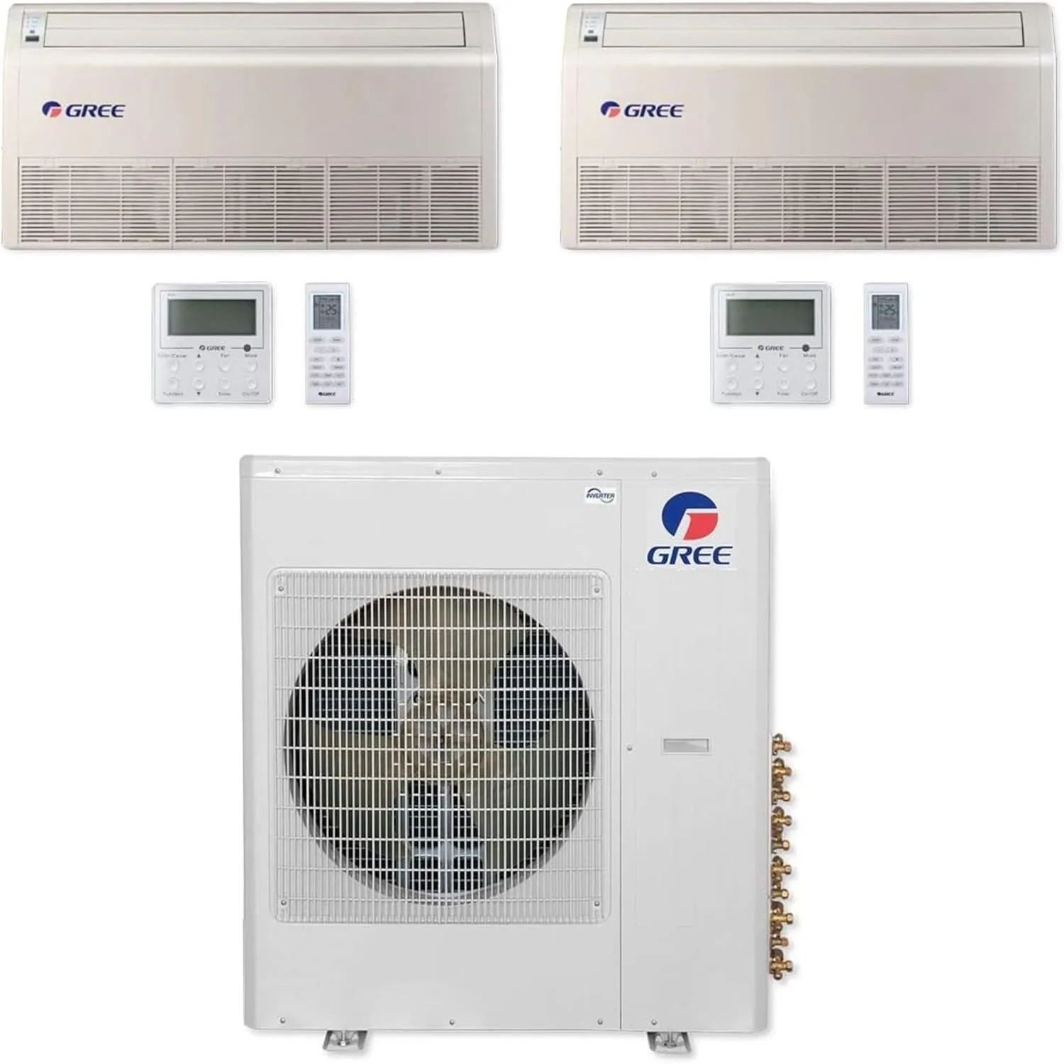 GREE Multi Gen2 Series 42,000 BTU 2-Zone Universal Floor/Ceiling 24K 24K Ductless Mini-Split System