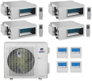 GREE Multi Gen2 Series 42,000 BTU 4-Zone Concealed Duct 9K 18K 18K 18K Ductless Mini-Split System