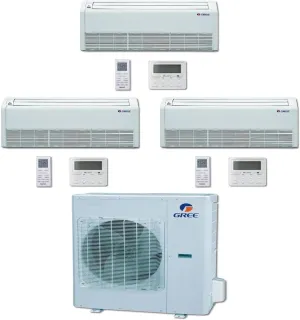 GREE Multi  Ultra Series 36,000 BTU 3-Zone Universal Floor/Ceiling 9K 9K 24K Ductless Mini-Split System