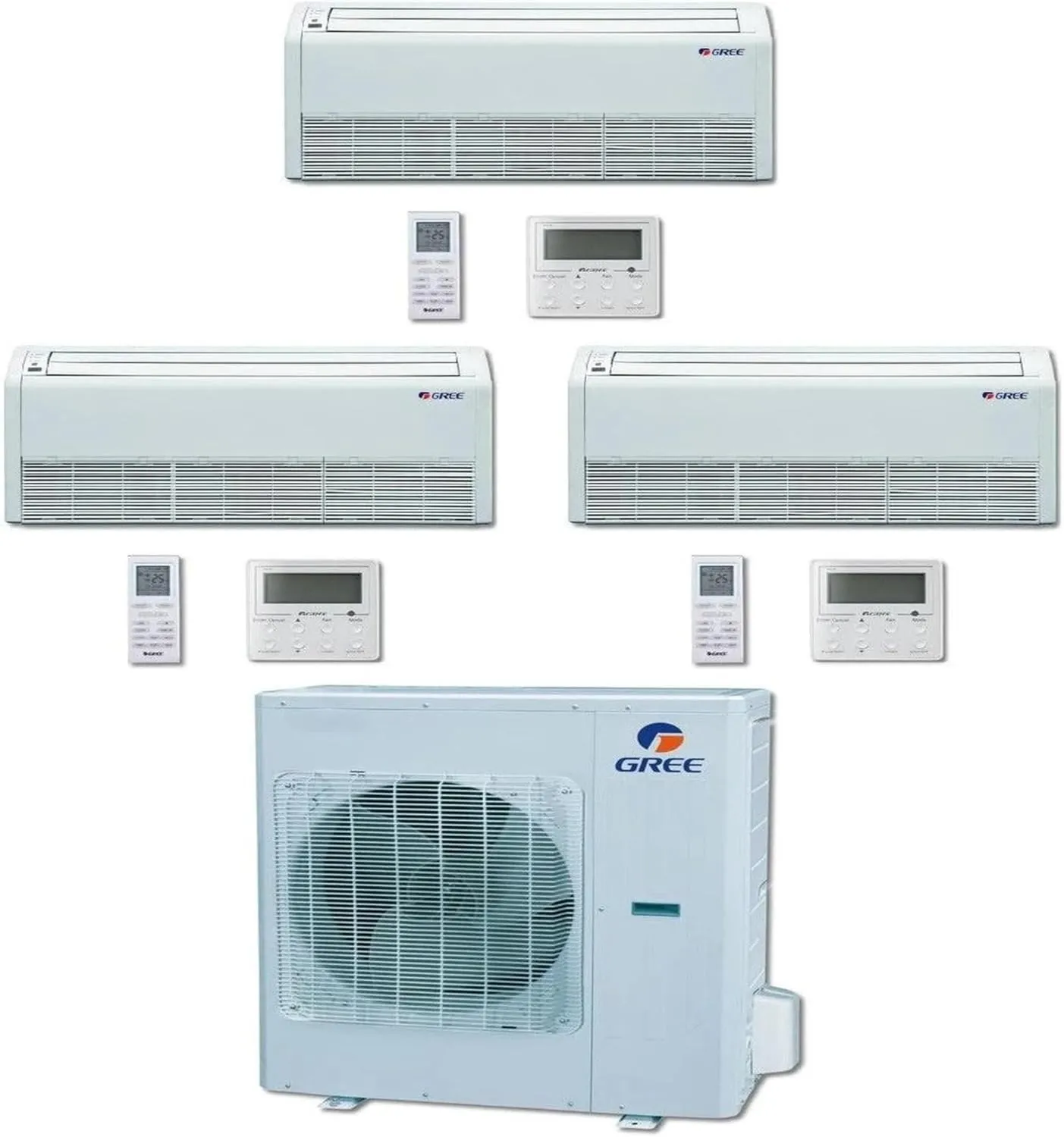 GREE Multi  Ultra Series 42,000 BTU 3-Zone Universal Floor/Ceiling 9K 9K 24K Ductless Mini-Split System
