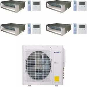 GREE Multi  Ultra Series 42,000 BTU 4-Zone Concealed Duct 12K 12K 18K 18K Ductless Mini-Split System