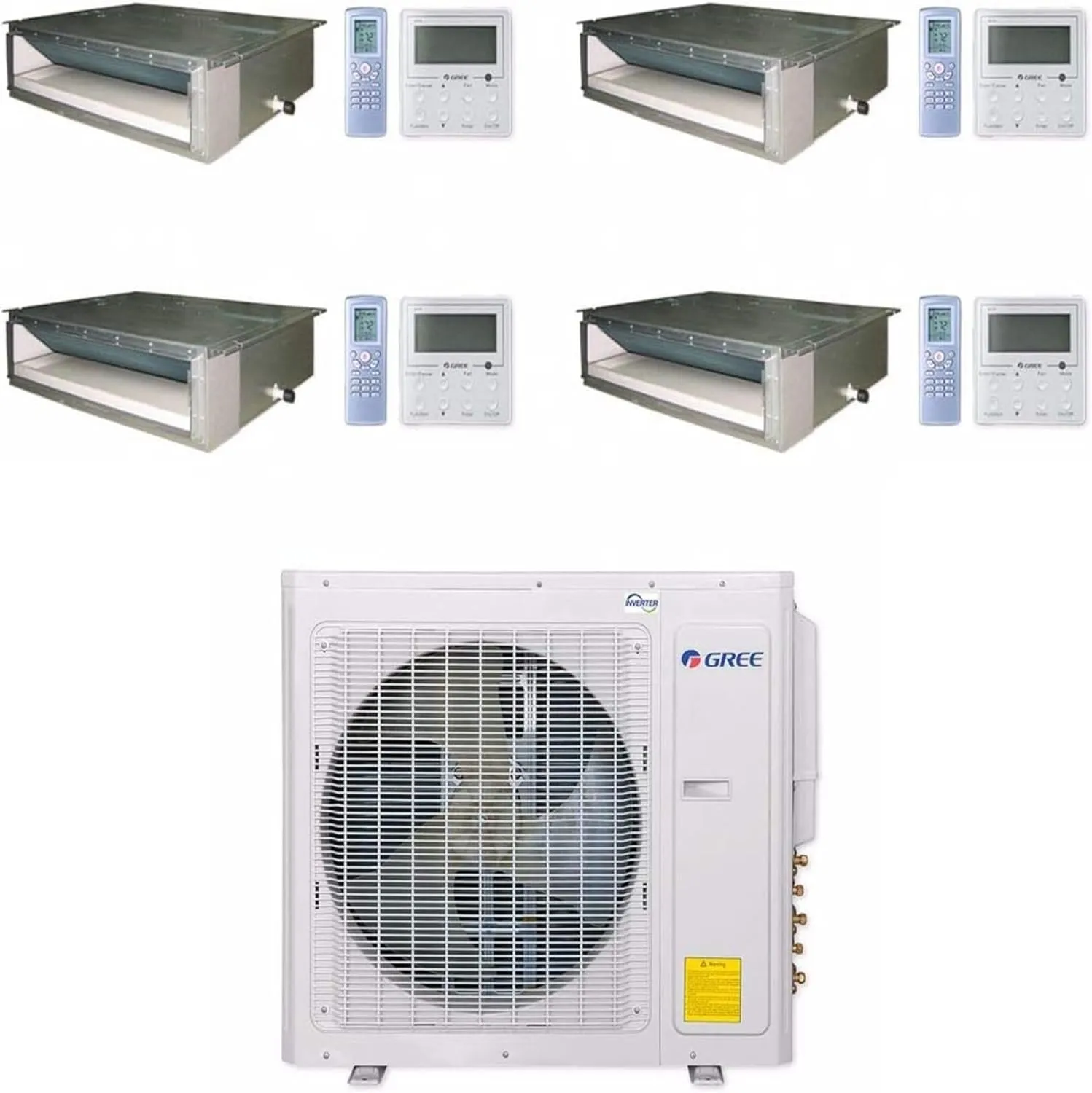 GREE Multi  Ultra Series 42,000 BTU 4-Zone Concealed Duct 12K 12K 18K 18K Ductless Mini-Split System