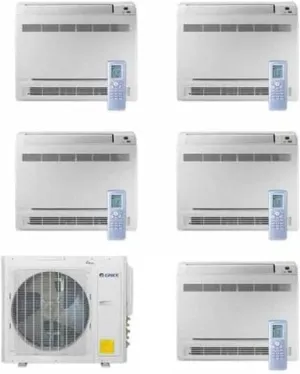 GREE Multi  Ultra Series 42,000 BTU 5-Zone Mini Floor Console 9K 9K 9K 18K 18K Ductless Mini-Split System