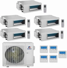 GREE Multi Gen2 Series 42,000 BTU 5-Zone Concealed Duct 9K 9K 9K 9K 9K Ductless Mini-Split System