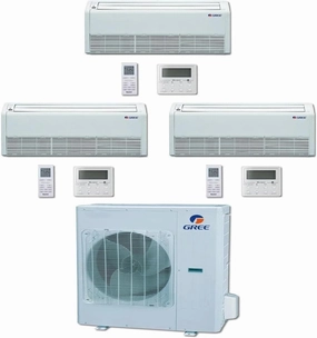 GREE Multi  Ultra Series 42,000 BTU 3-Zone Universal Floor/Ceiling 9K 24K 24K Ductless Mini-Split System