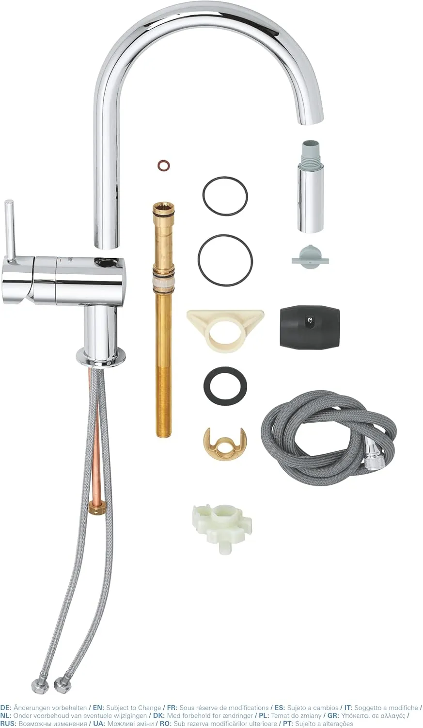 GROHE 32321002 Minta Single Lever Sink Mixer Tap, 2 Spray, Chrome