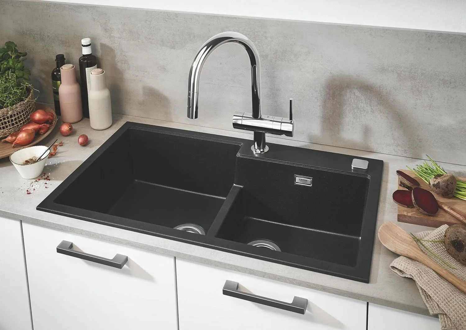 GROHE 32321002 Minta Single Lever Sink Mixer Tap, 2 Spray, Chrome
