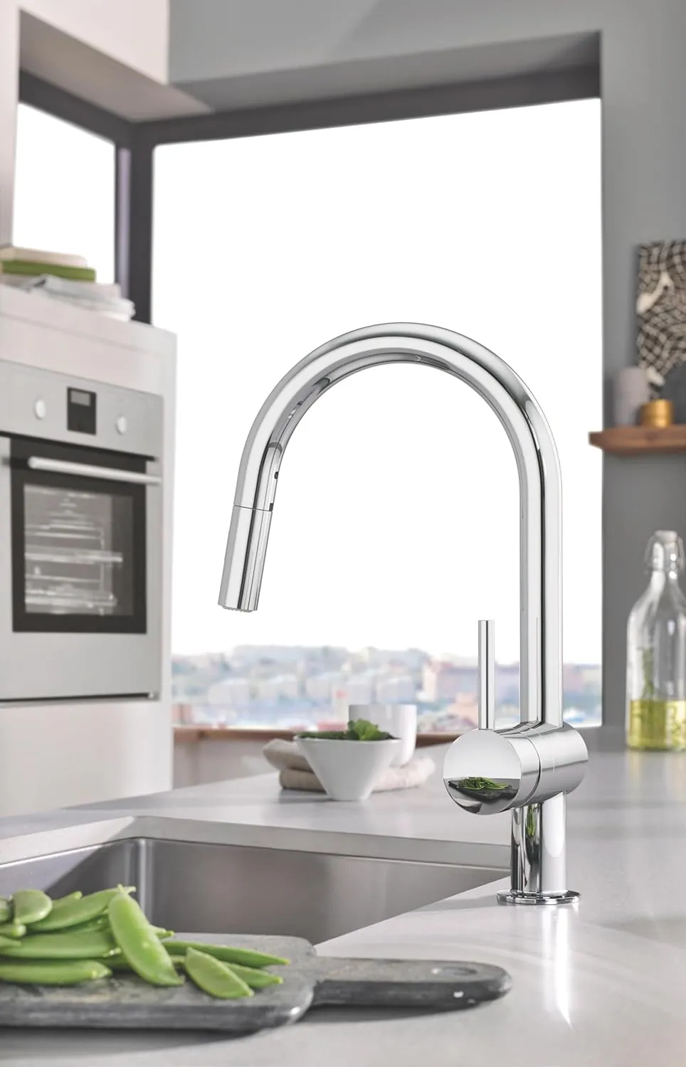 GROHE 32321002 Minta Single Lever Sink Mixer Tap, 2 Spray, Chrome