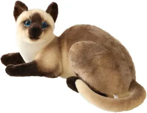 GUDVES Siamese Cat Stuffed Animal, Shorthair Cat Realistic Plush Cat Stuffed Toys, Gift for Kids 12inches (A)