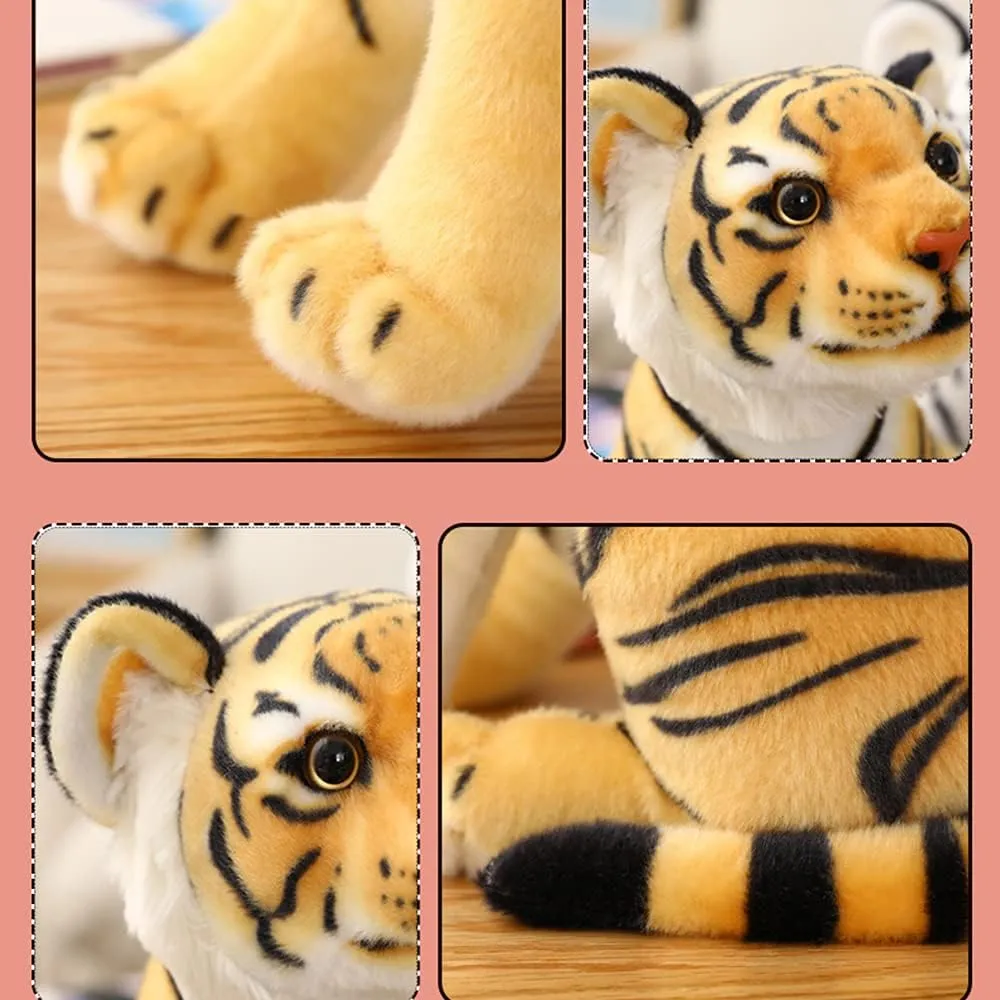 GUDVES Tigers Plush Toy Stuffed Animal Plush Cat - by Tiger Tale Toys Cute Lifelike Tiger Stuffed Animals Animals Kids Toy Gift for Boy Baby Hug Tiger - Lifelike Stuffed Animal (9.8 in, Yellow Tiger)