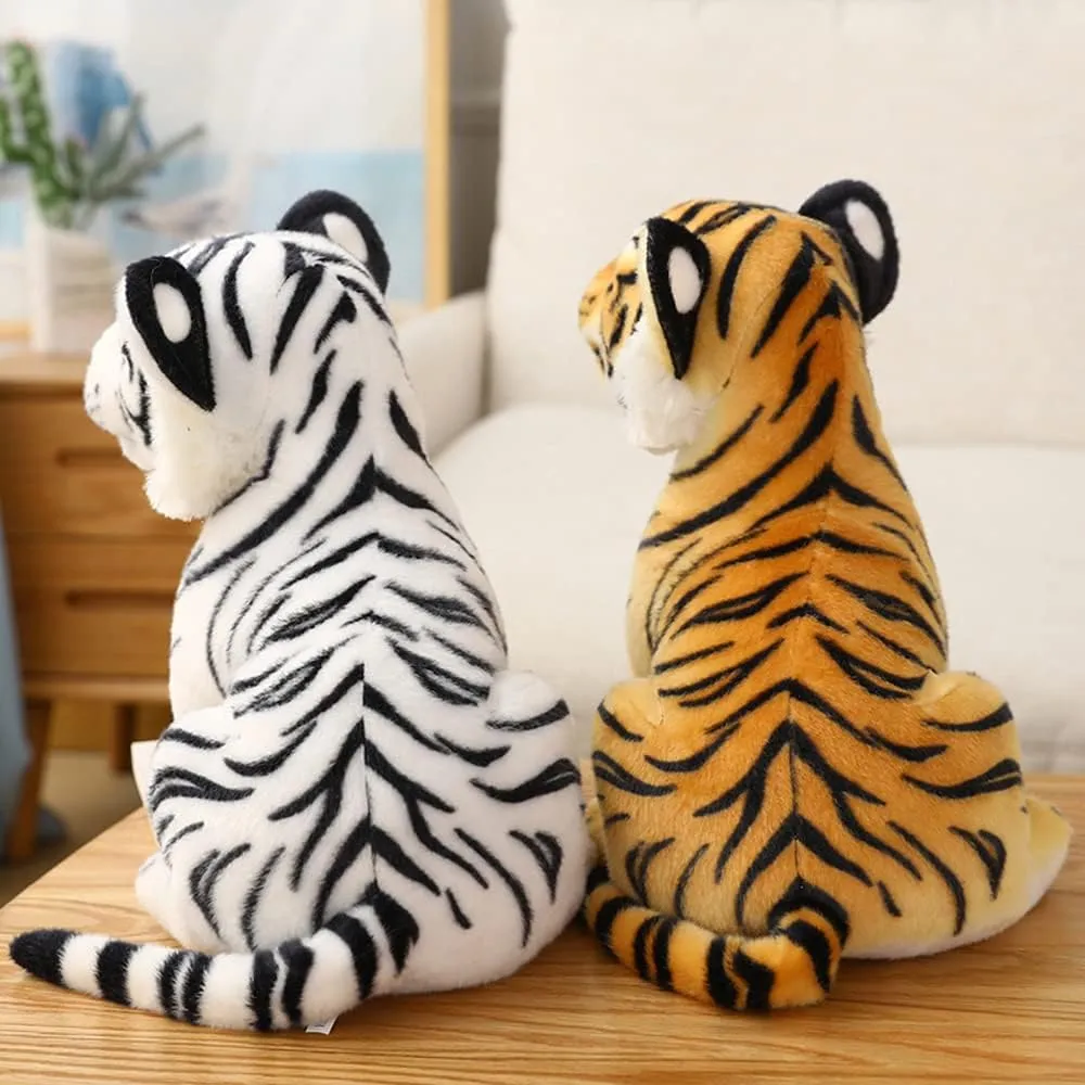 GUDVES Tigers Plush Toy Stuffed Animal Plush Cat - by Tiger Tale Toys Cute Lifelike Tiger Stuffed Animals Animals Kids Toy Gift for Boy Baby Hug Tiger - Lifelike Stuffed Animal (9.8 in, Yellow Tiger)