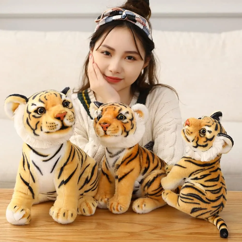 GUDVES Tigers Plush Toy Stuffed Animal Plush Cat - by Tiger Tale Toys Cute Lifelike Tiger Stuffed Animals Animals Kids Toy Gift for Boy Baby Hug Tiger - Lifelike Stuffed Animal (9.8 in, Yellow Tiger)