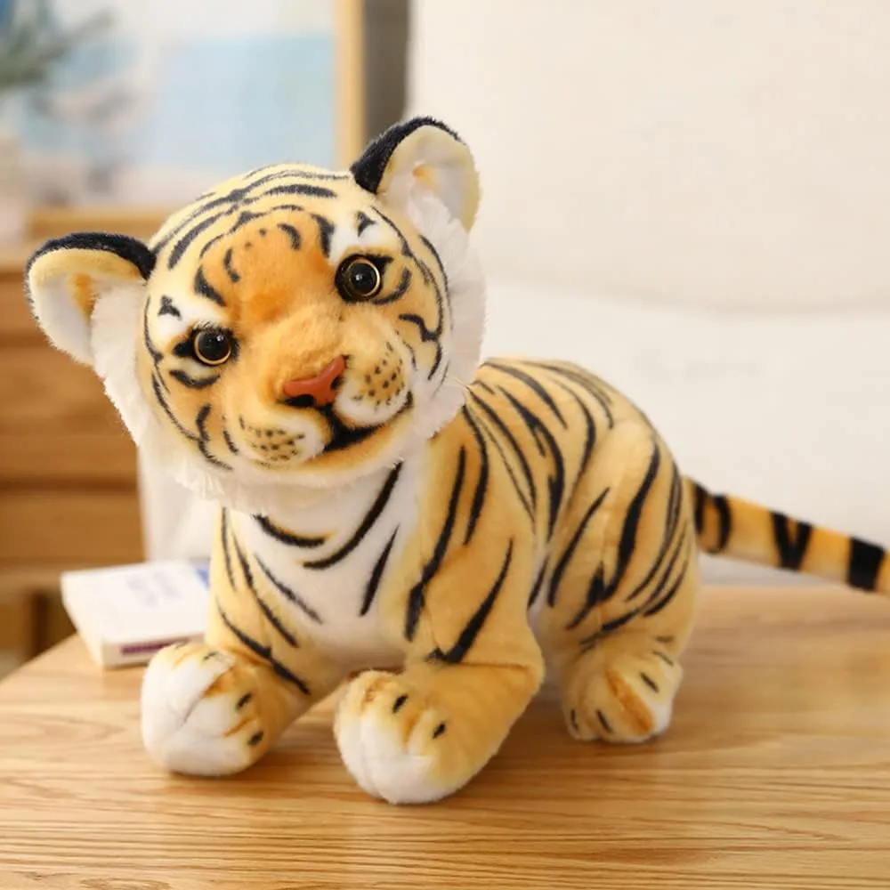 GUDVES Tigers Plush Toy Stuffed Animal Plush Cat - by Tiger Tale Toys Cute Lifelike Tiger Stuffed Animals Animals Kids Toy Gift for Boy Baby Hug Tiger - Lifelike Stuffed Animal (9.8 in, Yellow Tiger)