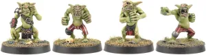 Gutrot Greenskins Set of 4 Linemen - 28mm Scale Fantasy Football Miniature Mini Figure Goblin for Blood Bowl, Paintable Collectible, Painting