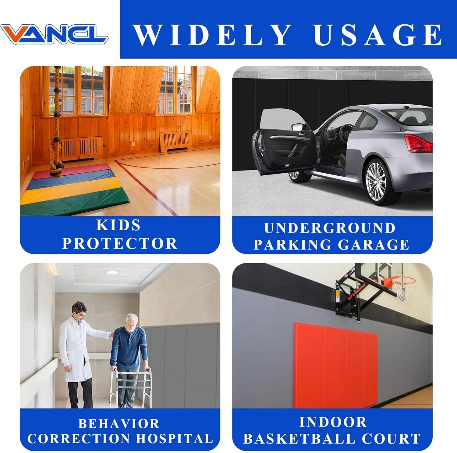 Gym Padding Wall Mount Protection Pad Wall Mats for Gym Padding 2" Thick Foam Gym Pads for Safety Wall Padding, Waterproof Durable Wall Padding for Kids Colorful Wall Pad