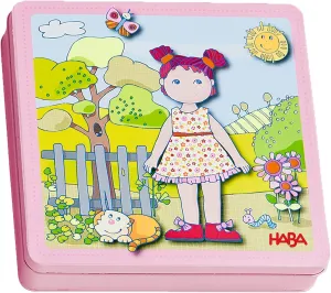 HABA Dress-Up Doll Magnetic Game Box & Magnetic Puzzle for Toddlers, Travel-Friendly Road Trip Toy for Kids, Toddler Activities for 2-4 Year Olds, 54 Piece Set