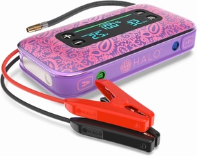 HALO Bolt Air  1750 Portable Car Battery Jump Starter | 130 PSI Air Compressor, 59.9Wh USB Power Bank, Large Display, Emergency Floodlight & Charger, Jumps Cars SUVs & Trucks, Inflates Tires — Purple