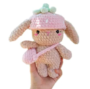 Handmade Strawberry Bunny Plush – Cute & Adorable Rabbit with Strawberry Accent