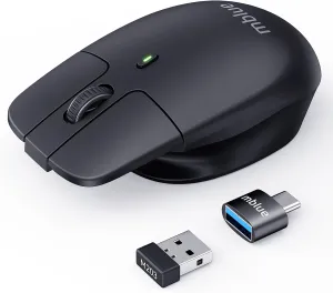 Hanging Lightweight, Ergonomic Wireless Mouse, 2.4GHz with USB Mini Receiver, Type-C Charging， 1600 DPI Optical Tracking, Universal for PC/Mac/Laptop-Black