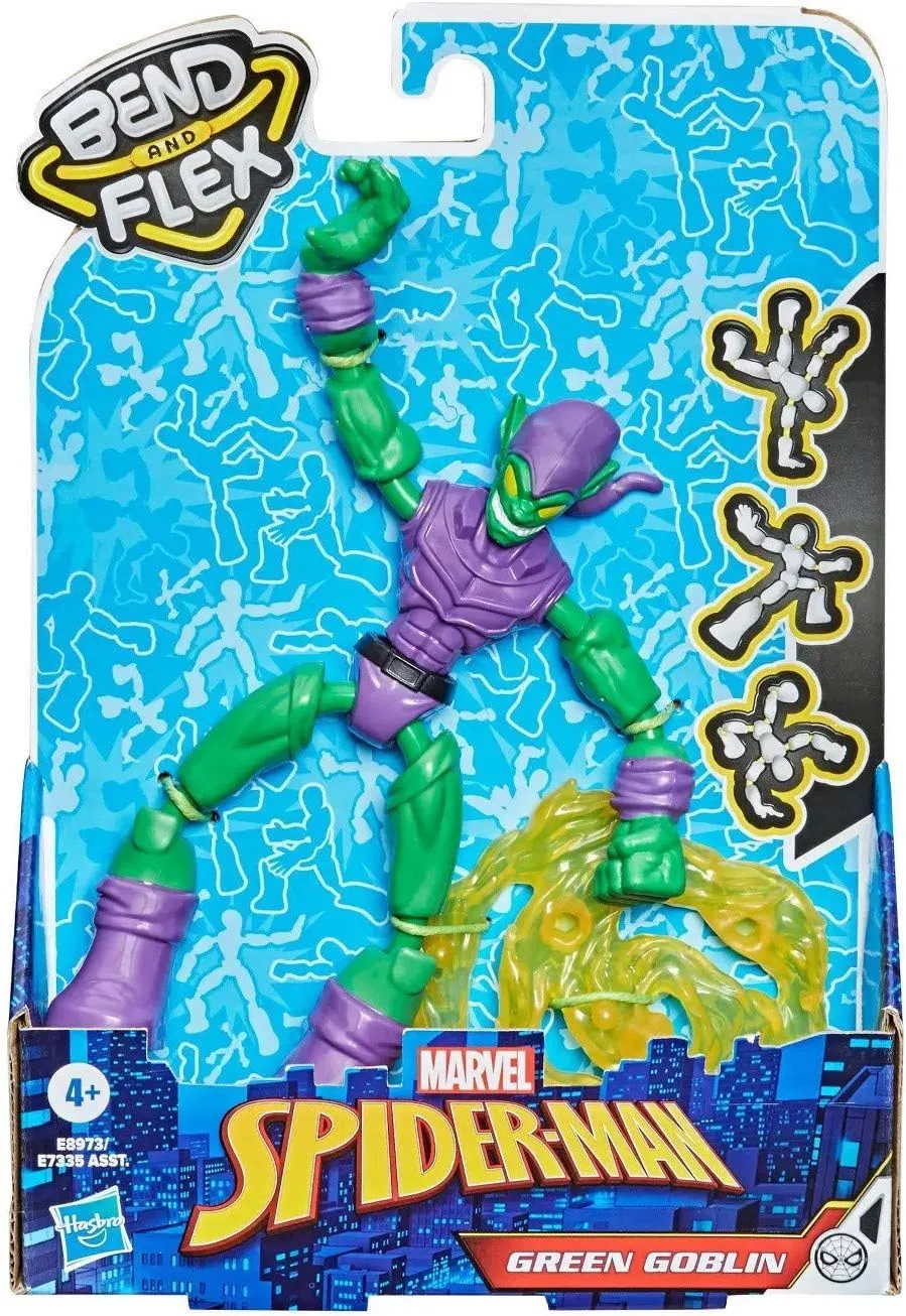 Hasbro Marvel Spider-Man Bend and Flex Green Goblin Action Figure, 6-Inch Flexible Figure, Includes Blast Accessories Ages 4 and Up, E8973