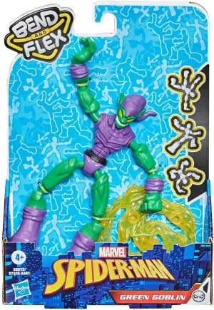 Hasbro Marvel Spider-Man Bend and Flex Green Goblin Action Figure, 6-Inch Flexible Figure, Includes Blast Accessories Ages 4 and Up, E8973