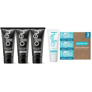 Hello Activated Charcoal Toothpaste, Fluoride Free with Activated Charcoal & Antiplaque Toothpaste, Fluoride Free for Teeth Whitening