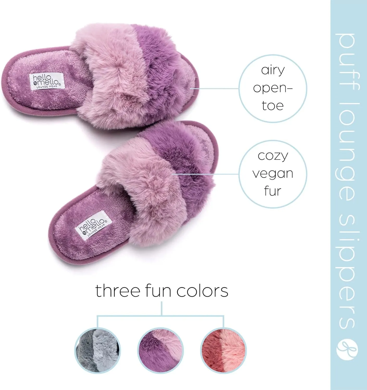 Hello Mello Cotton Candy Stylish Comfy Eco-Friendly Indoor Outdoor Super Plush Open Toe Puff Slippers for Women and Girls