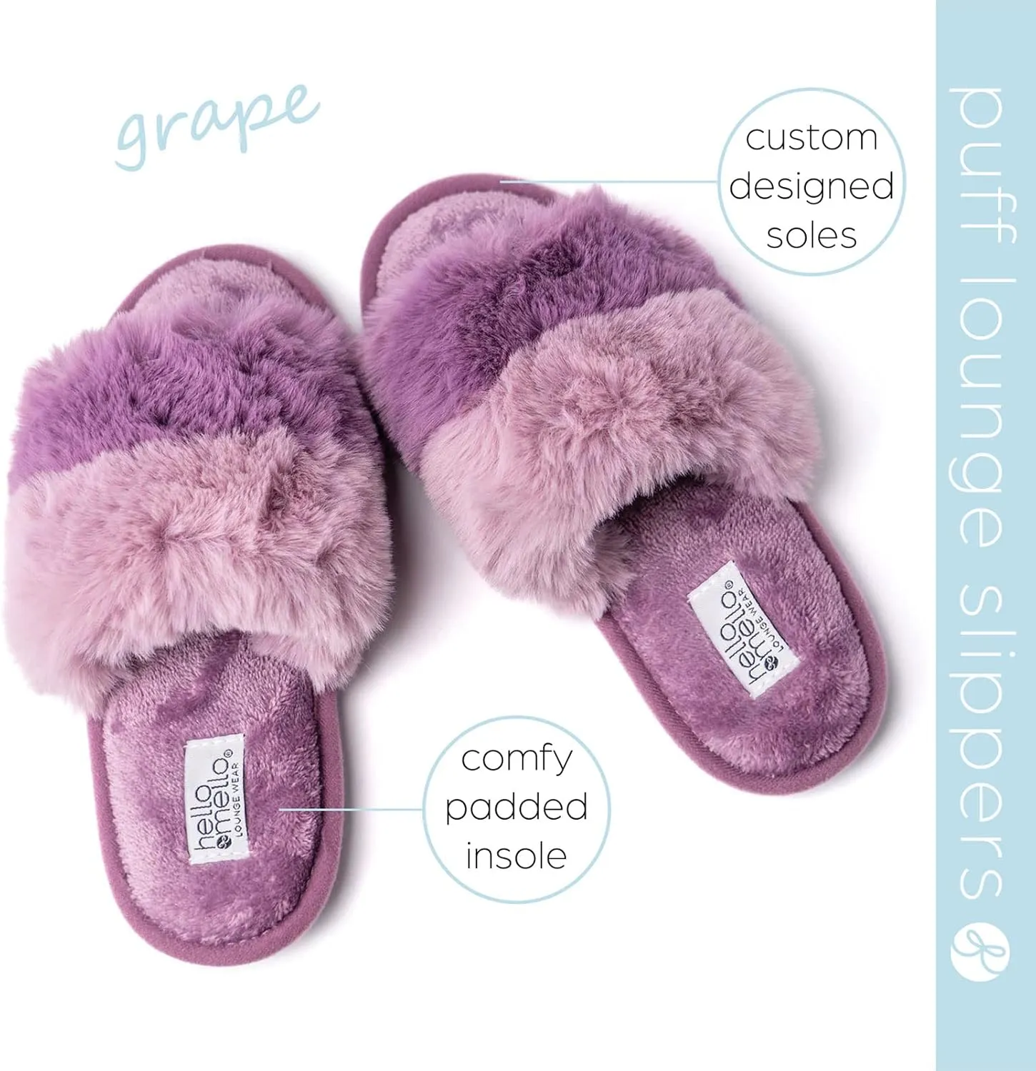 Hello Mello Cotton Candy Stylish Comfy Eco-Friendly Indoor Outdoor Super Plush Open Toe Puff Slippers for Women and Girls