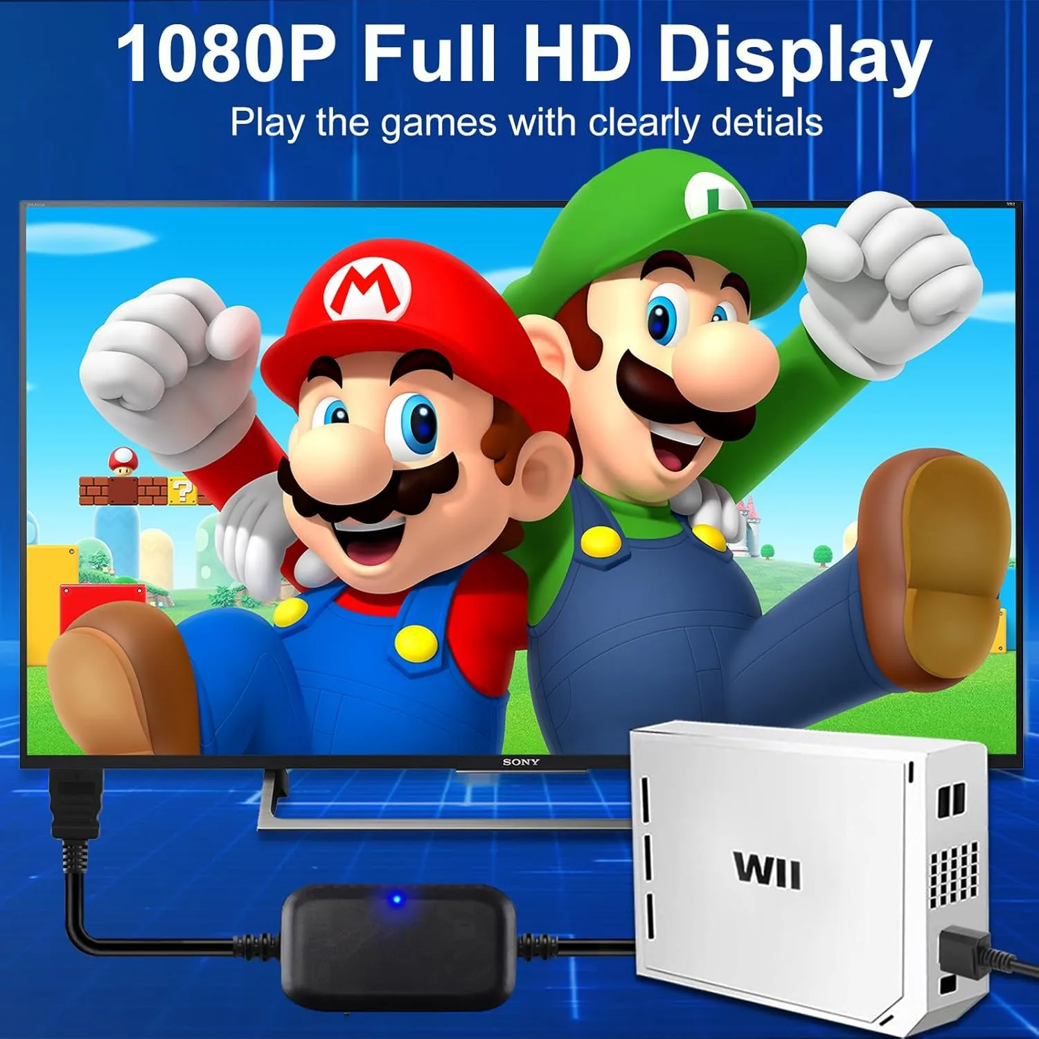 Herfair Wii HDMI Adapter 1080P Upscaler for Nintendo Wii/Wii U Console S/Video Signal Output Support 4:3/16:9 Ratio Display Wii2HDMI Converter (6.56FT, 100% Improved Picture Quality)