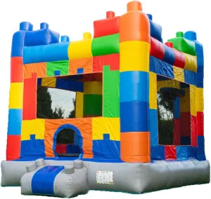 HeroKiddo Block Party Bounce House Commercial Grade for Kids and Adults (with Blower), Basketball Hoop, Outdoor Indoor, Birthday Party, Rental Quality, All Seasons, Big Inflatable 13x13