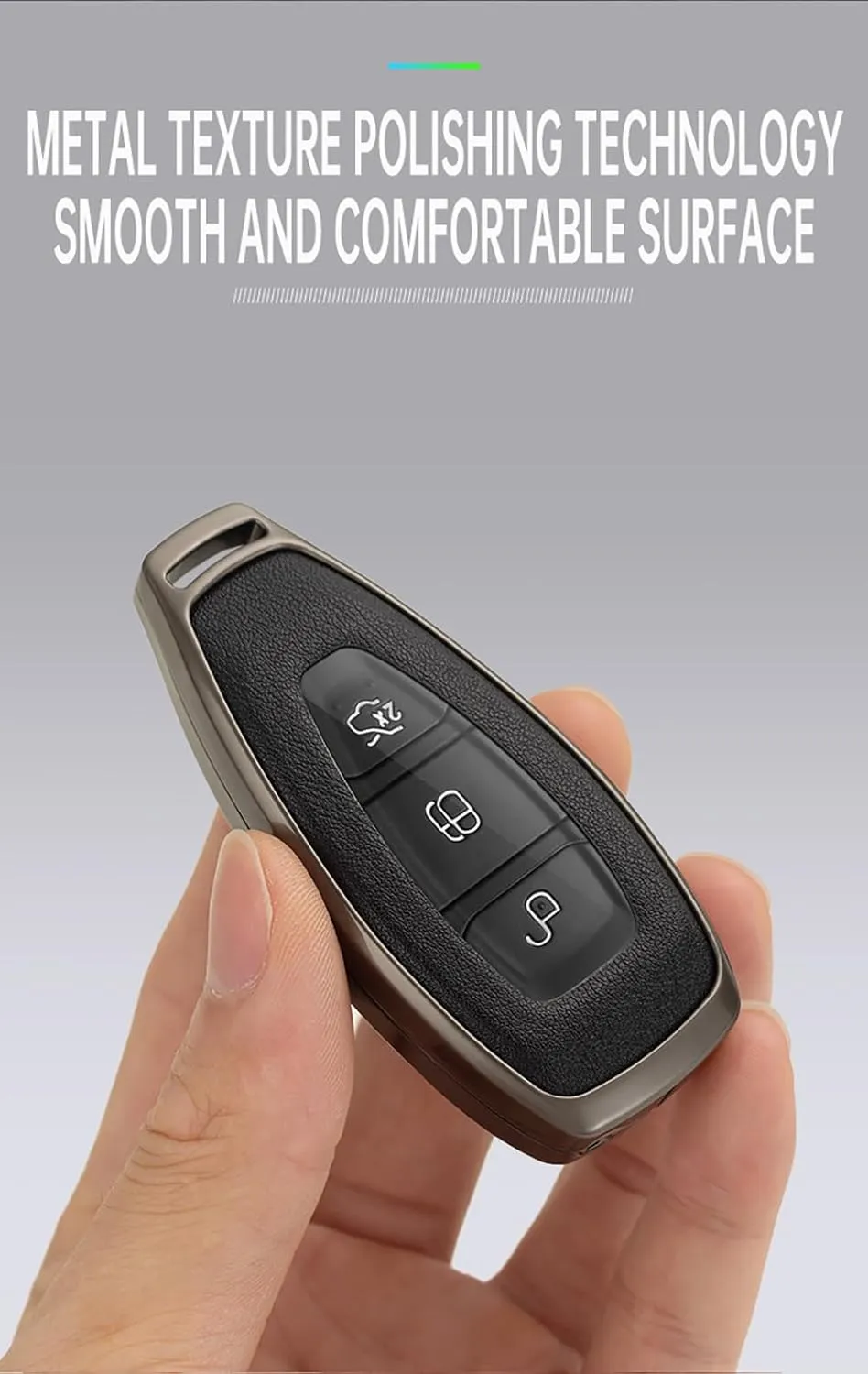 HIBEYO Key Case Cover For Ford Focus 3 4 ST Mondeo MK3 MK4 Fiesta Fusion Kuga 2013 2014 2015 2017 Accessories with Keychains Alloy PU Leather Material Key Fob Cover-Black Brown