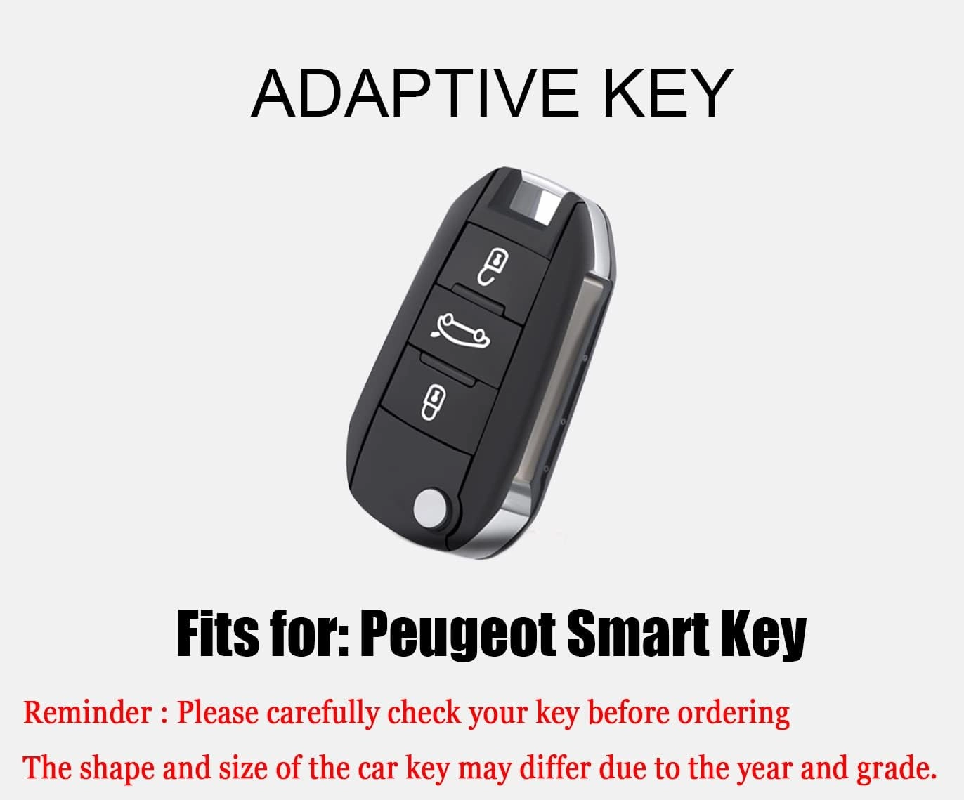 HIBEYO Key Fob Cover for Peugeot 208 2008 301 308 3008 RCZ 508 408 2008 307 Case for Citroen C3 C4 Berlingo 2021 Smart Key Case Accessories Protector with Bling Keychains-Black