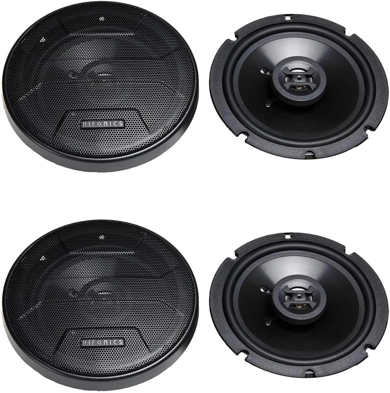 Hifonics Zeus 6.5 Inch Shallow Speakers, 3-Way 300-Watt Coaxial Car Speakers, 2 Pair