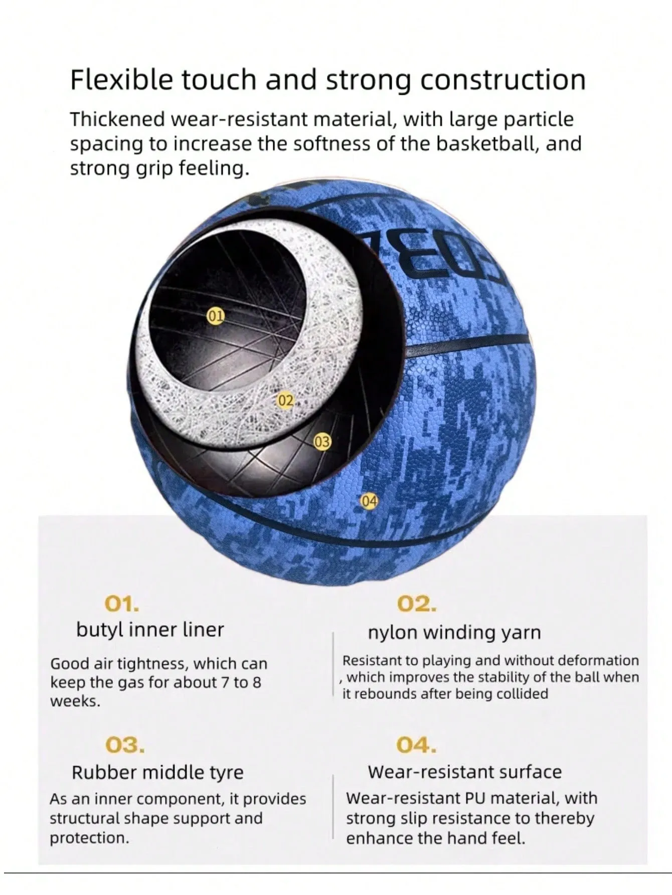 High-Grade PU Handcrafted Non-Slip Fashion Unique Colorful Basketball