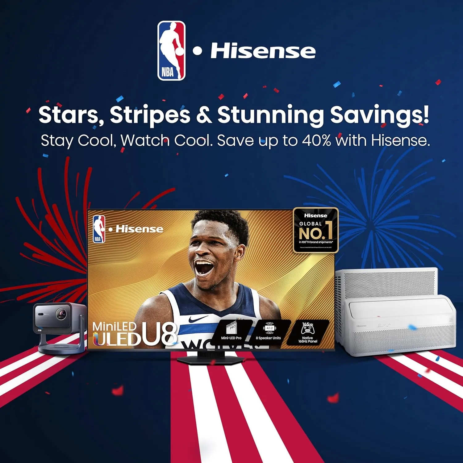 Hisense 55-Inch Class U8 Series Mini-LED ULED 4K UHD Google Smart TV (55U8N, 2024 Model) - QLED, Dolby Vision IQ, Dolby Atmos, Full Array Local Dimming Pro, 144Hz Game Mode Pro, Alexa Compatibility