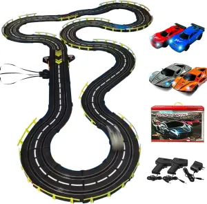 Ho Race Track Sets, High-Speed Race Tracks for Kids Ages 6-8, 22.9ft Large Electric RC Slot Cars Track with 4 1:43 Racing Vehicles Toy Kit Birthday Gifts