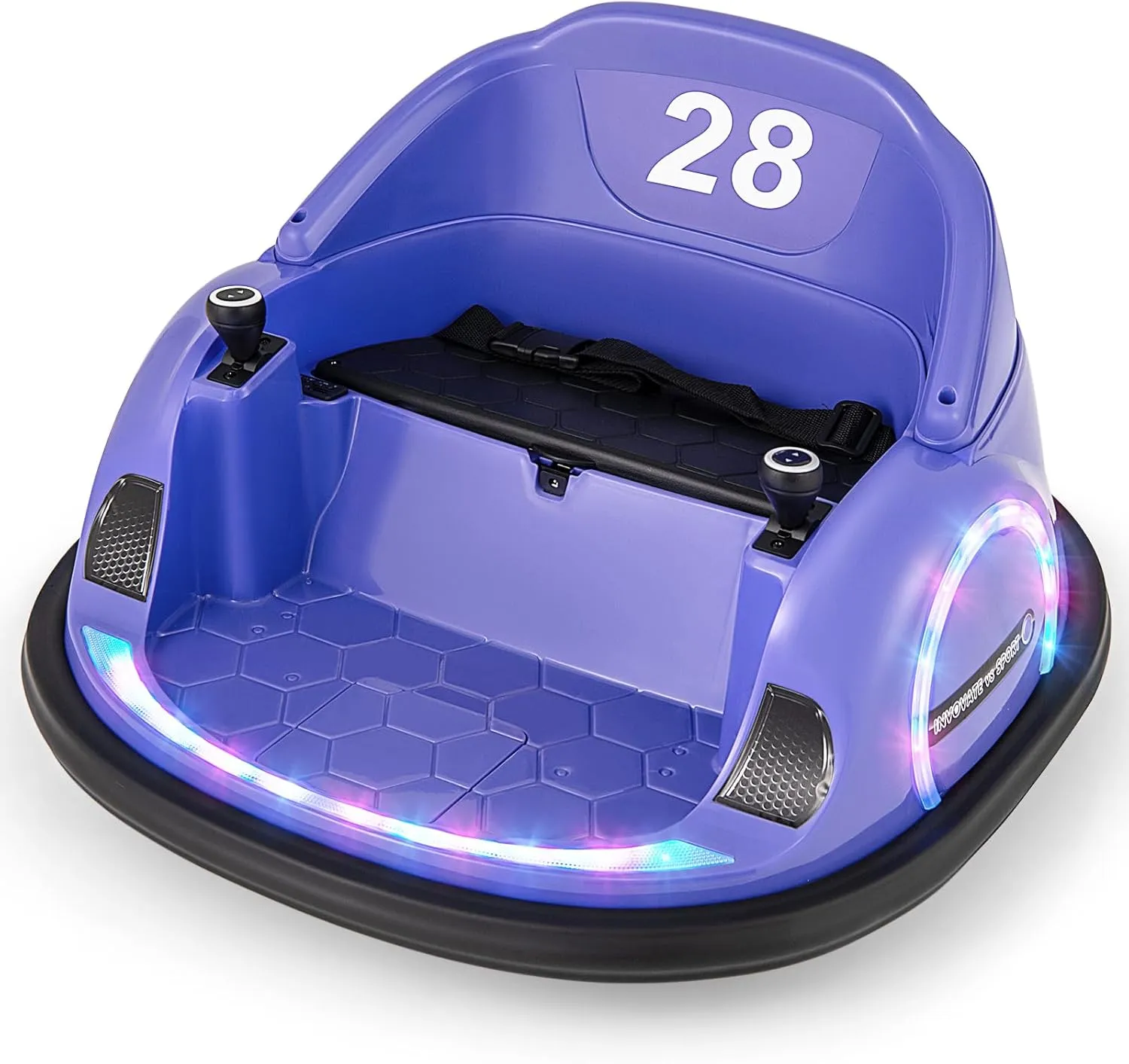HONEY JOY 12V Baby Bumper Car, Bumper Car for Toddlers, Ride On Toy Car with Remote Control, 360 Degree Spin, Music, Bright LED Lights, Electric Bumping Car for Kids Boys Girls (Purple)